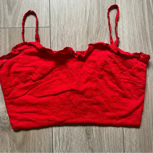 Luvalot red crop top woth silver zipper back size 8 - Picture 4 of 6